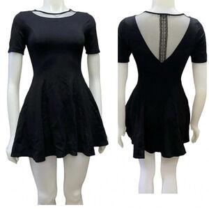 Monteau Black Lace Short Sleeve Mini Dress Size XS